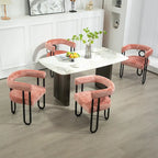 Pink 23.62 Upholstered Barrel Chair with Black Iron Frames