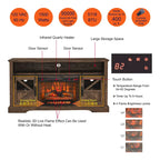 Reclaimed Barnwood 60 Fireplace TV Stand with Remote & Safety Device for 70 TVs