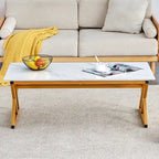 Modern Minimalist Style Marble Patterned Coffee Table With Black Metal Legs, Game Table, Tea Table