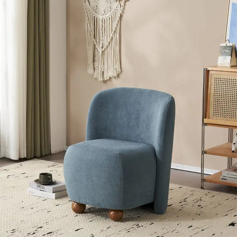 - Eliana Modern Teddy Fabric Accent Chair with Curved Backrest and Legs