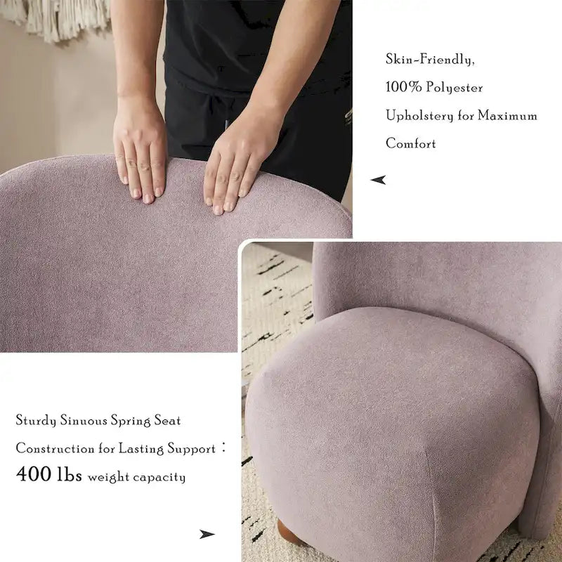 - Eliana Modern Teddy Fabric Accent Chair with Curved Backrest and Legs