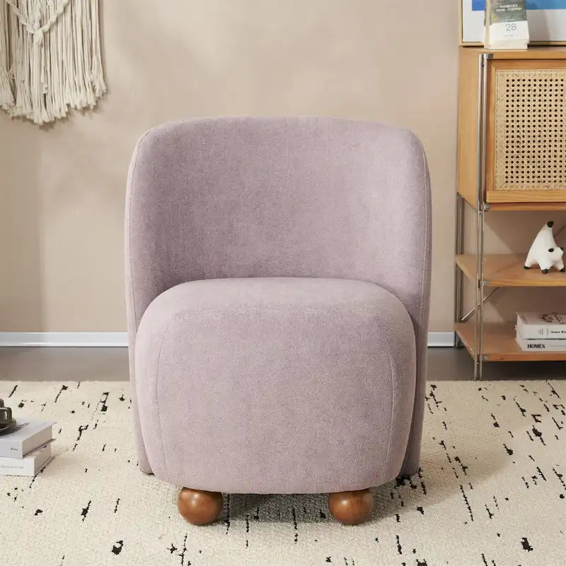 - Eliana Modern Teddy Fabric Accent Chair with Curved Backrest and Legs