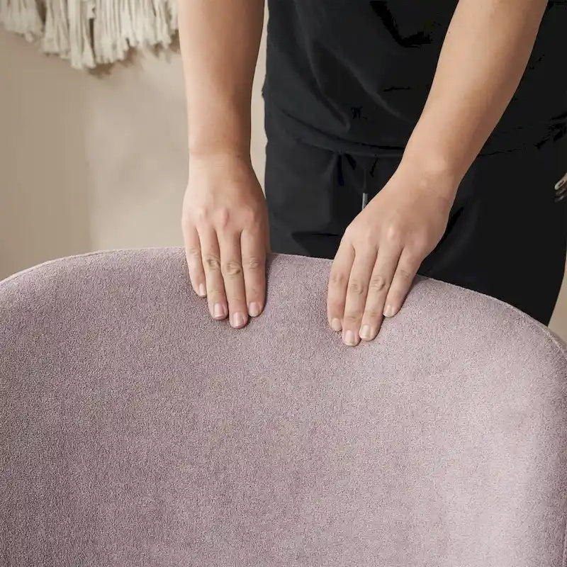 - Eliana Modern Teddy Fabric Accent Chair with Curved Backrest and Legs