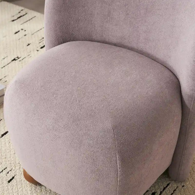 - Eliana Modern Teddy Fabric Accent Chair with Curved Backrest and Legs