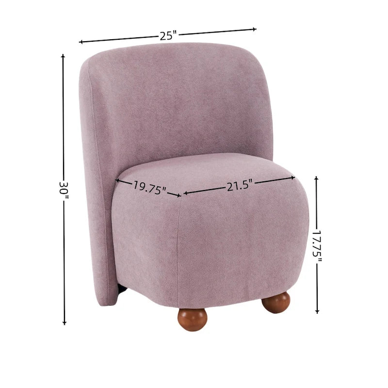 - Eliana Modern Teddy Fabric Accent Chair with Curved Backrest and Legs