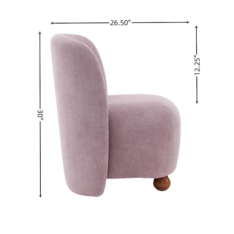 - Eliana Modern Teddy Fabric Accent Chair with Curved Backrest and Legs