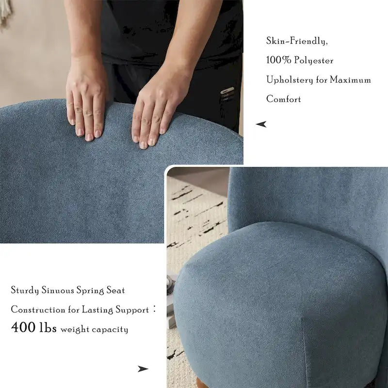 - Eliana Modern Teddy Fabric Accent Chair with Curved Backrest and Legs