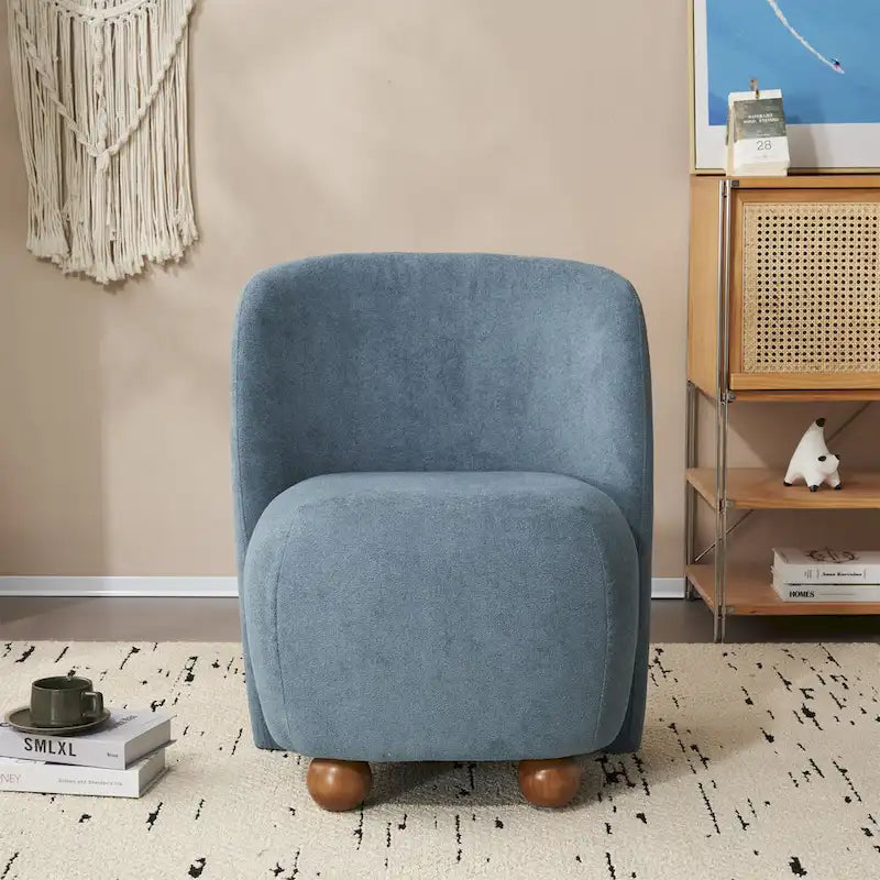 - Eliana Modern Teddy Fabric Accent Chair with Curved Backrest and Legs