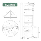 Triangle Tall Cabinet with 3 Drawers and Adjustable Shelves for Bathroom, Kitchen or Living Room, MDF Board with Painted Finish