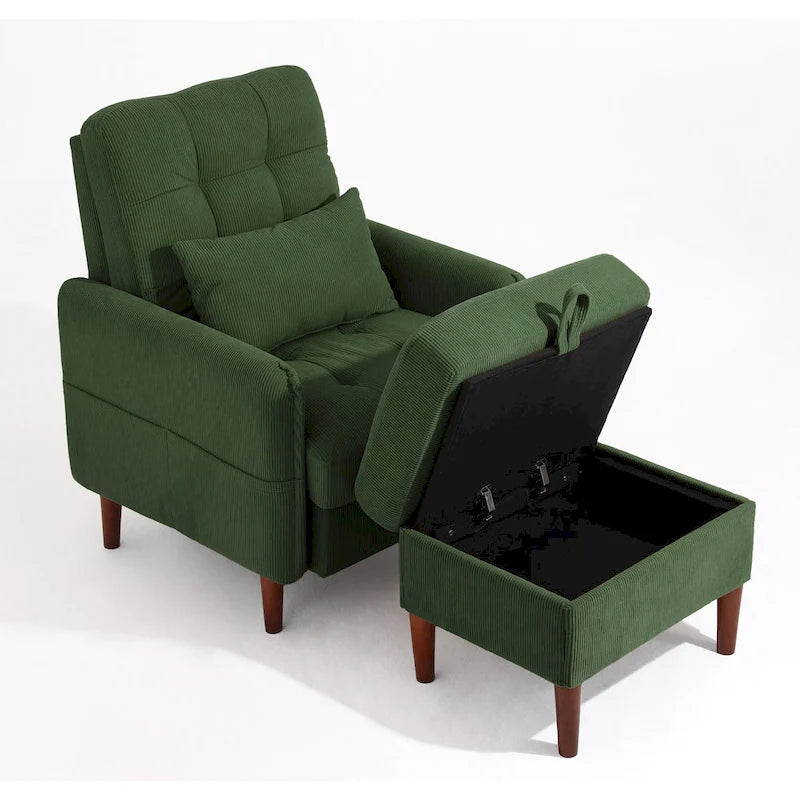 Accent Chair and Storage Ottoman Set with Adjustable Backrest