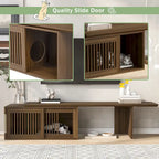 Extendable TV Stand with Cat Cushion,Modern TV Stand for TVs Up to 85, Entertainment Center with Sliding Door
