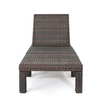 Jamia Chaise Lounger, Brown Wicker, Iron, Adjustable Backrest, 77 Inch