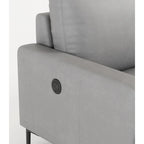Light Gray Luxury 77 Genuine Leather 3-seater Sofa with USB Charger for Living Room