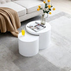 Modern 2-piece Round Table Set with Coffee Table and End Table for Living Room