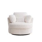 Oversized 360 Degreed Swivel Accent Chair Modern Soft Plush Corduroy Round Barrel Chair for Living Room Bedroom with Pillows