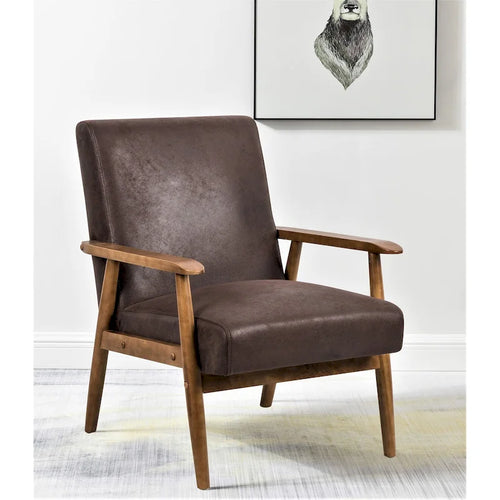 Beachwood Classic Wood/ Leather-look Microfiber Padded Seat Chair