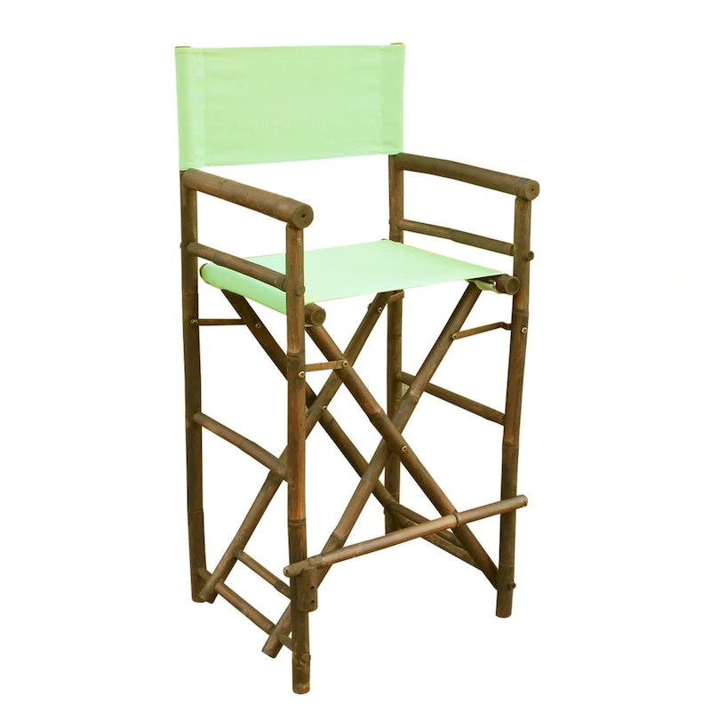 Zew Handcrafted Espresso Bamboo Bar Height Director Chair