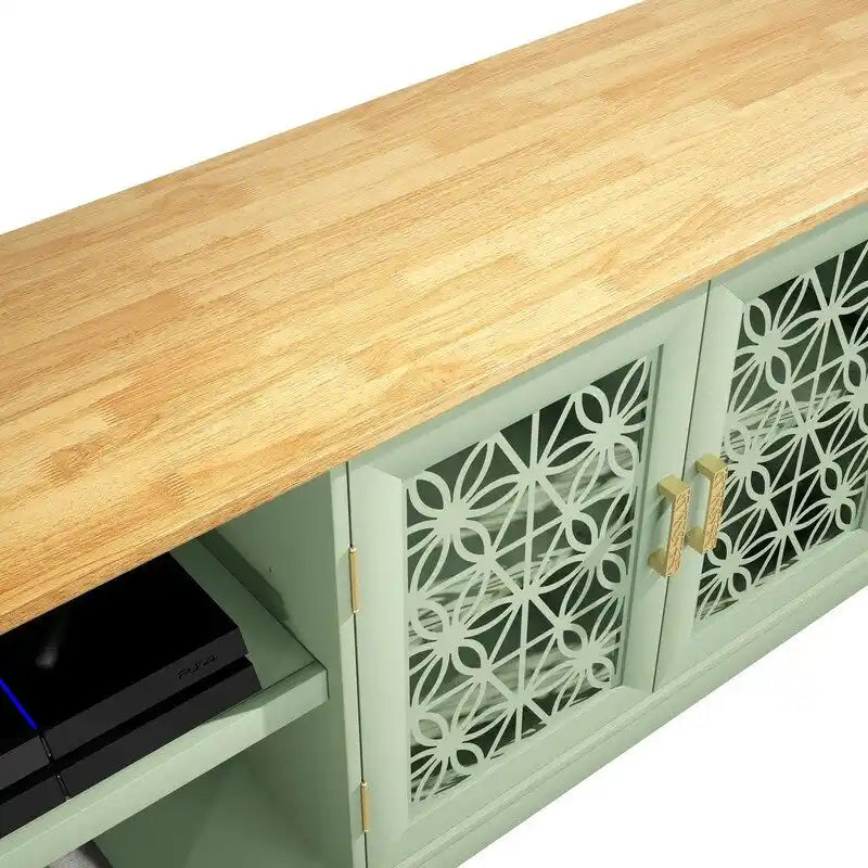 70 in. Decorative Floral Door TV Stand for Tvs up to 82 in.