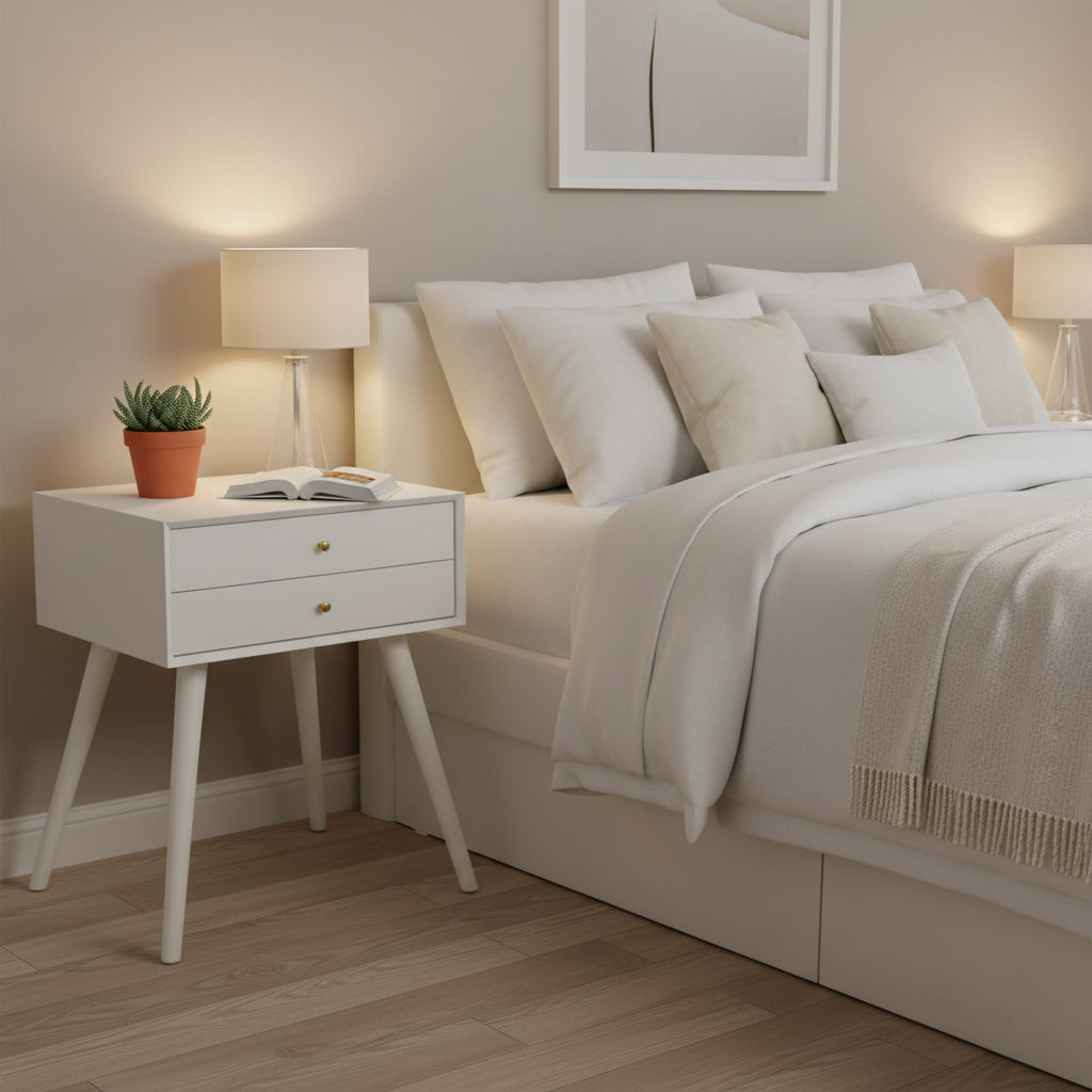 Nightstand Side Table with 2 Drawers