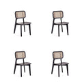Versailles Square Dining Chair in Black and Natural Cane - Set of 2