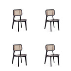 Versailles Square Dining Chair in Black and Natural Cane - Set of 2