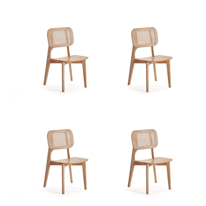 Versailles Square Dining Chair in Black and Natural Cane - Set of 2