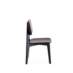 Versailles Square Dining Chair in Black and Natural Cane - Set of 2