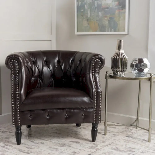 Akira Tufted Bonded Leather Club Chair by 