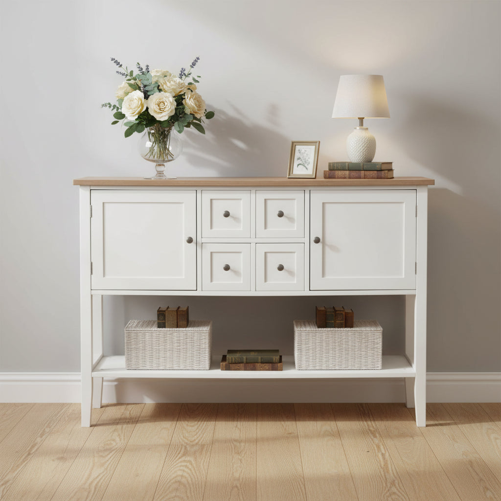 Buffet Sideboard Server Storage Cabinet Organizer with 4 Drawers