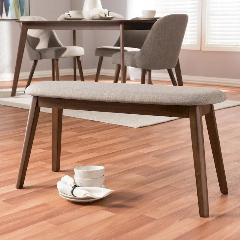 Mid-Century Fabric Upholstered Bench by