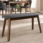 Mid-Century Fabric Upholstered Bench by