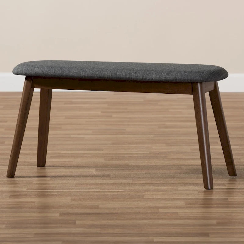 Mid-Century Fabric Upholstered Bench by