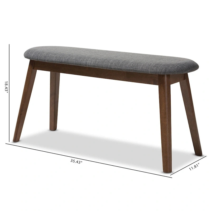Mid-Century Fabric Upholstered Bench by