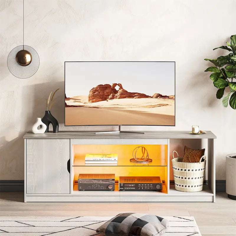 Modern TV Stand for up to 65 TVs Gaming Entertainment Center with Adjustable Shelves for PS5 - 58 inches