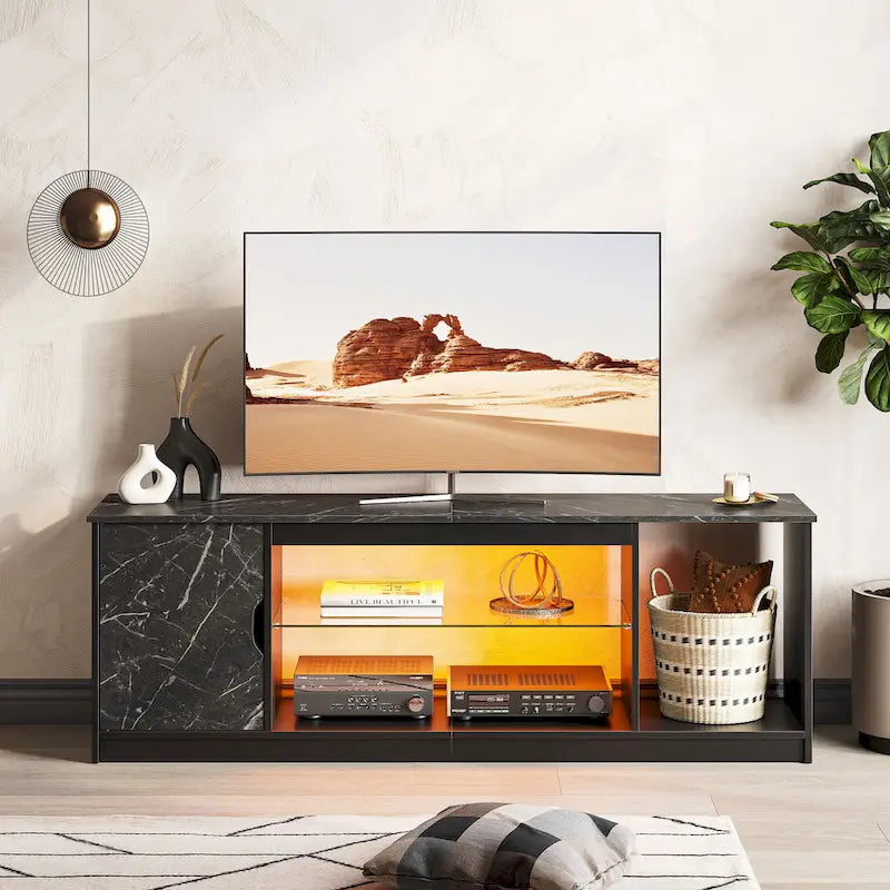 Modern TV Stand for up to 65 TVs Gaming Entertainment Center with Adjustable Shelves for PS5 - 58 inches