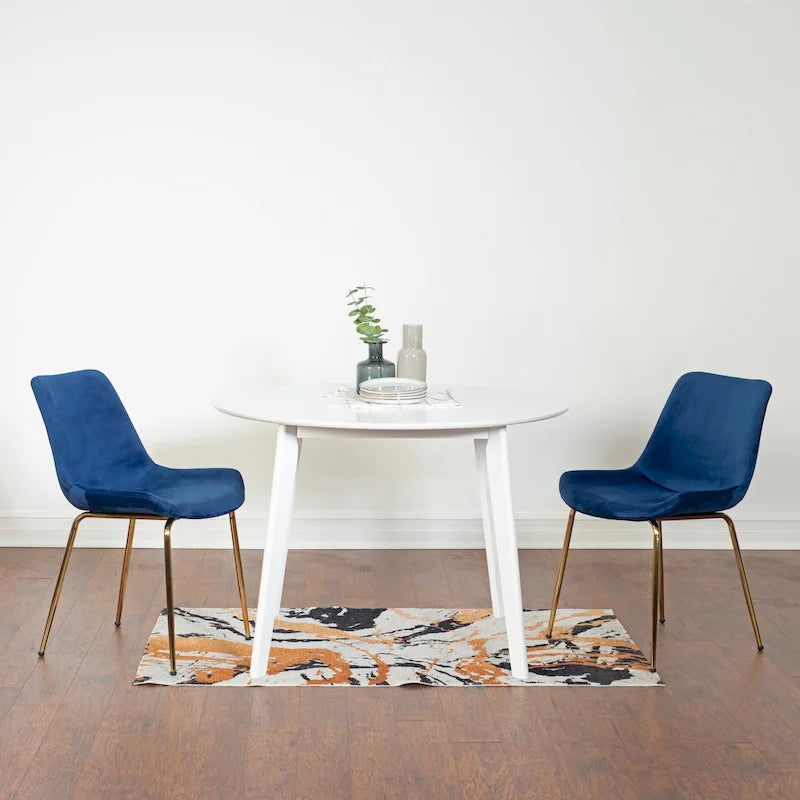 Aufurr Contemporary 3-Piece Dining Set, White Round Table and 2 Chairs
