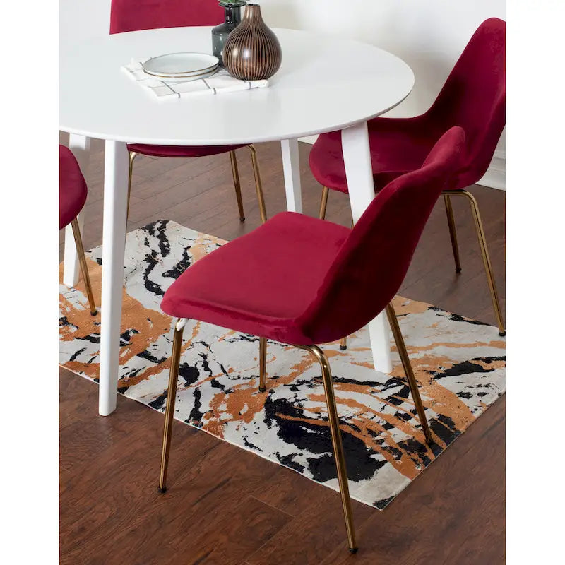 Aufurr Contemporary 3-Piece Dining Set, White Round Table and 2 Chairs