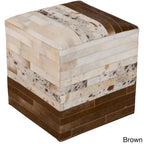 Cattle Range Leather Cowhide Cube Pouf Ottoman