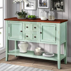 Multi-Color Retro Console Table with Drawers & Cabinets