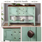 Multi-Color Retro Console Table with Drawers & Cabinets