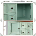 Multi-Color Retro Console Table with Drawers & Cabinets