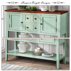 Multi-Color Retro Console Table with Drawers & Cabinets