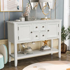 Multi-Color Retro Console Table with Drawers & Cabinets