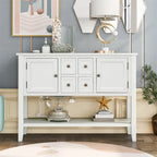 Multi-Color Retro Console Table with Drawers & Cabinets