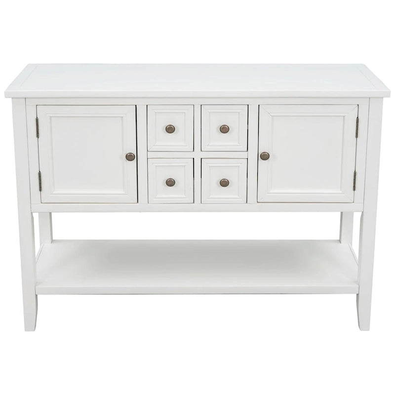 Multi-Color Retro Console Table with Drawers & Cabinets