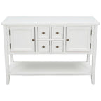Multi-Color Retro Console Table with Drawers & Cabinets