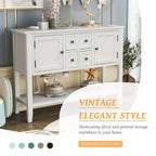Multi-Color Retro Console Table with Drawers & Cabinets