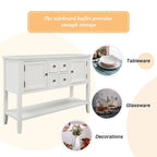 Multi-Color Retro Console Table with Drawers & Cabinets