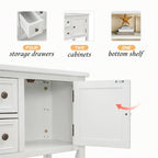 Multi-Color Retro Console Table with Drawers & Cabinets