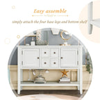 Multi-Color Retro Console Table with Drawers & Cabinets